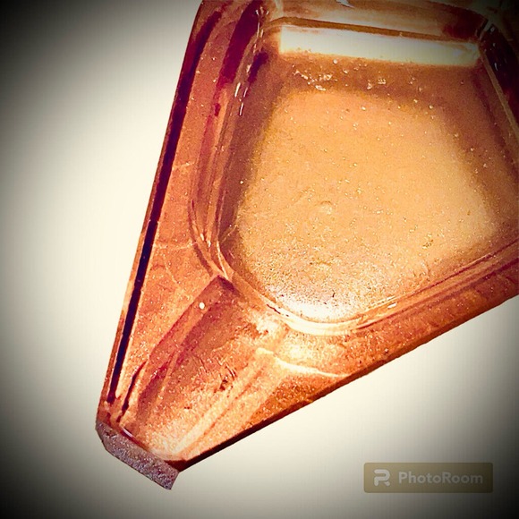 Art Deco MCM Geometric Triangular Diamond Coral Glass Ashtray - Picture 4 of 6